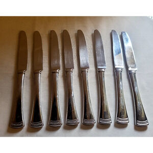 Lenox Portola Stainless Silverware Flatware dot band Butter Knives Set Of 8